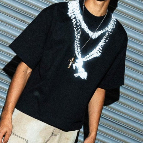 siete cactus marca mexicana urbanwear playera negra con cadena silver