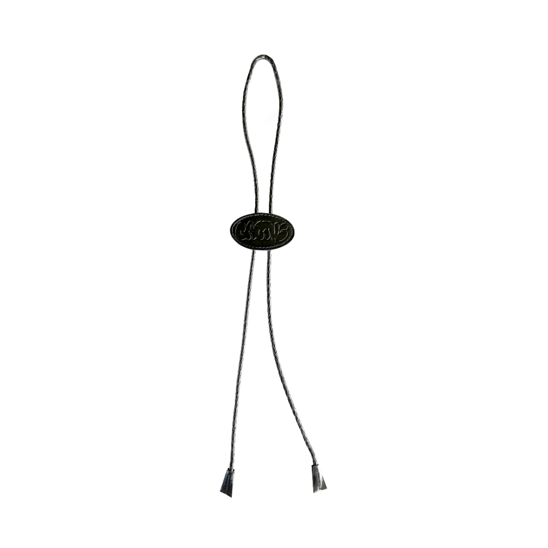 Siete cactus Bolo tie negro de piel 